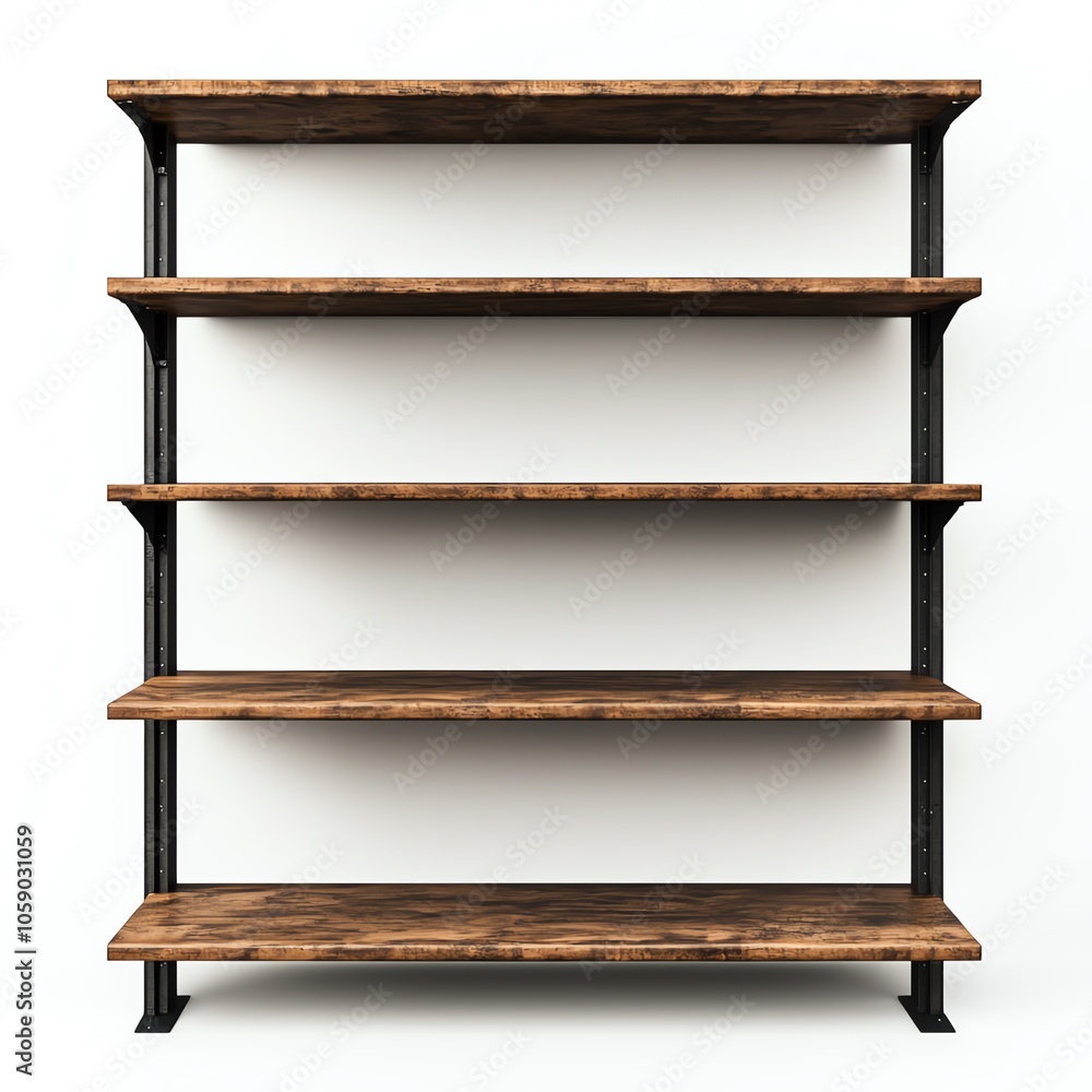 Wooden shelf with metal frame, perfect for storage and organizational purposes in any setting. Wooden shelf with metal frame, perfect for storage and organizational purposes in any setting.