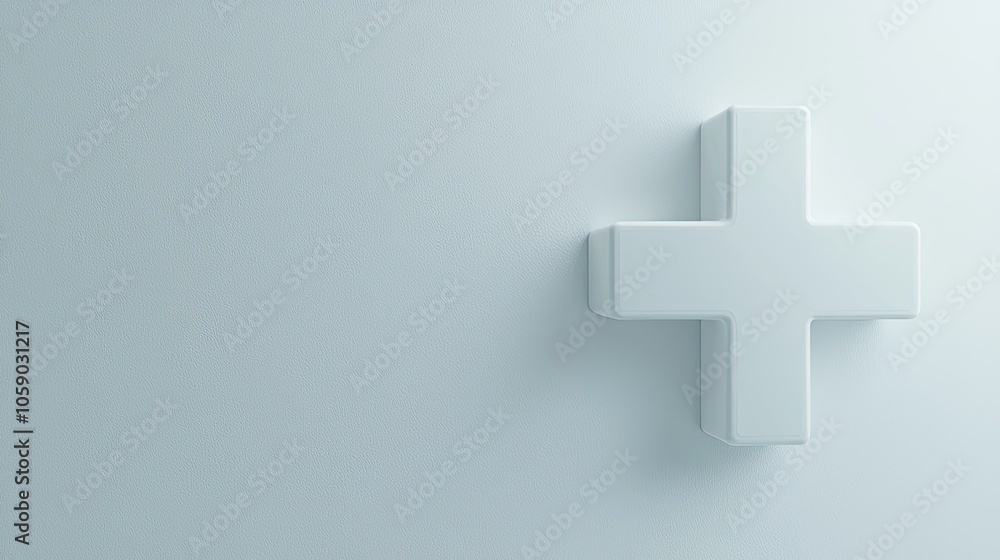 White medical cross symbol, minimalist design on a light background. White medical cross symbol, minimalist design on a light background.