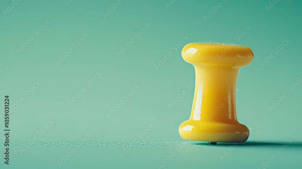 Yellow pushpin on a smooth green background, ideal for office and design themes. Yellow pushpin on a smooth green background, ideal for office and design themes.