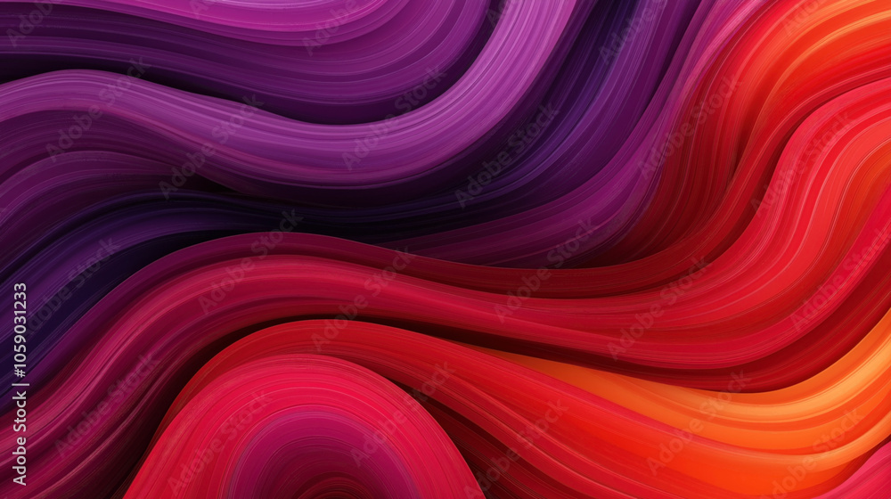 Abstract digital illustration featuring vibrant flowing waves in red, purple, and orange hues creating a dynamic and fluid pattern. Abstract digital illustration featuring vibrant flowing waves in red, purple, and orange hues creating a dynamic and fluid pattern.