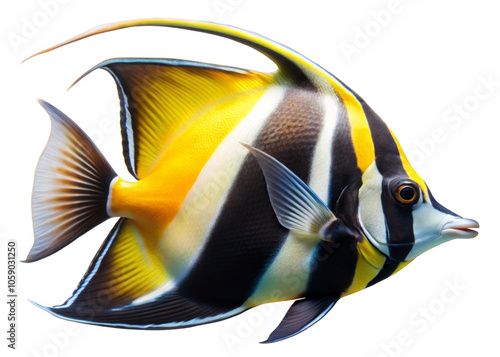 Moorish Idol on a transparent background. photo