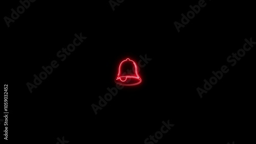 glowingt outline of abell against a black background.glowing effect a digital neon style bell . photo