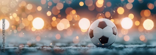 Soccer Ball On A Field At Night