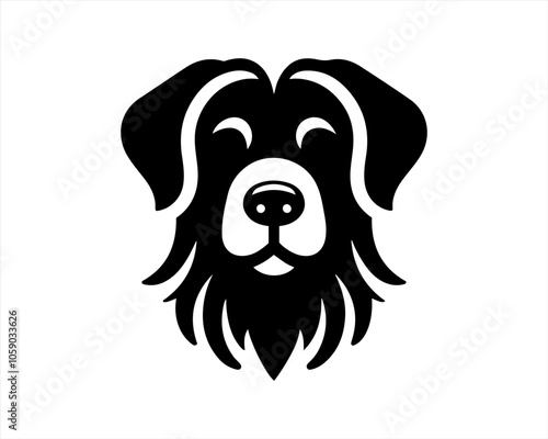 Dog head logo design template. Vector illustration. Simple silhouette. Flat style. Cartoon dog logo. Animal logotype concept. 