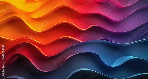 Abstract Wavy Pattern In Blue, Red, Orange, And Yellow