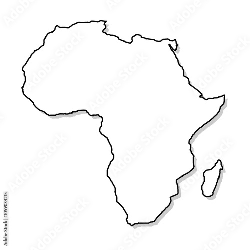 Africa map outline. Black and white concept. vector illustration.