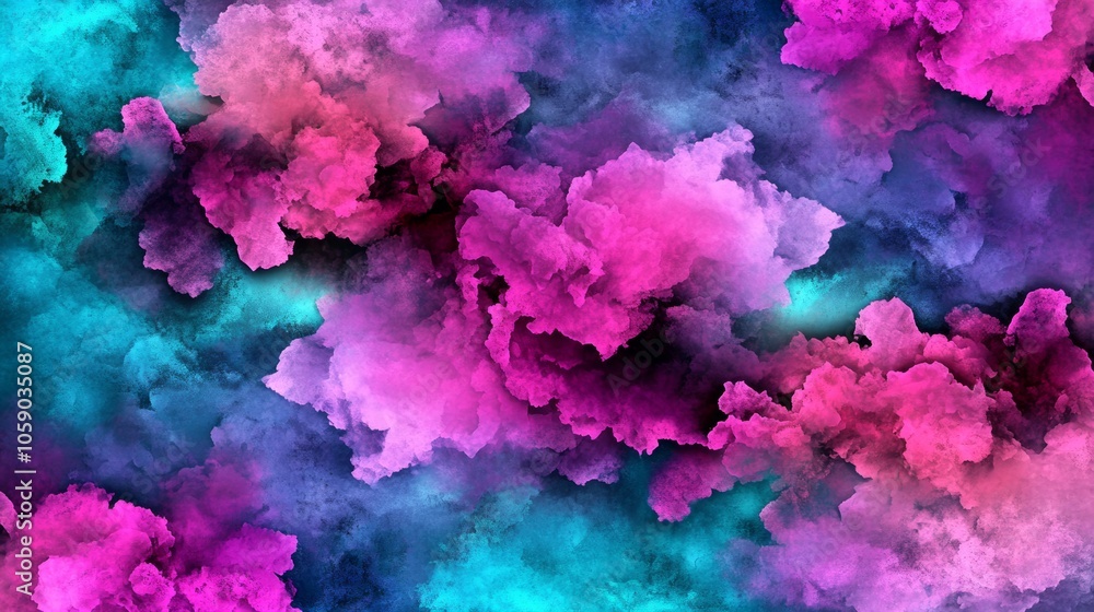 Abstract Watercolor Background with Pink  Purple  and Blue Clouds