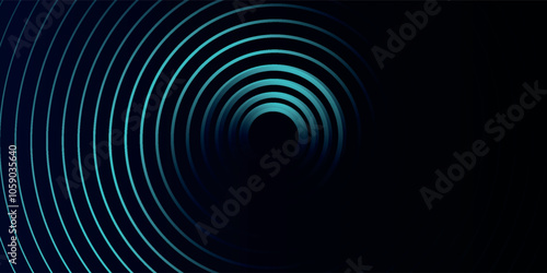 Blue abstract background with glowing circles. Swirl circular lines pattern. Geometric spiral. Twirl element. Modern graphic desi