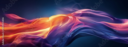Abstract Digital Art With Vibrant Red, Orange, Pink, And Blue Wavy Lines On A...