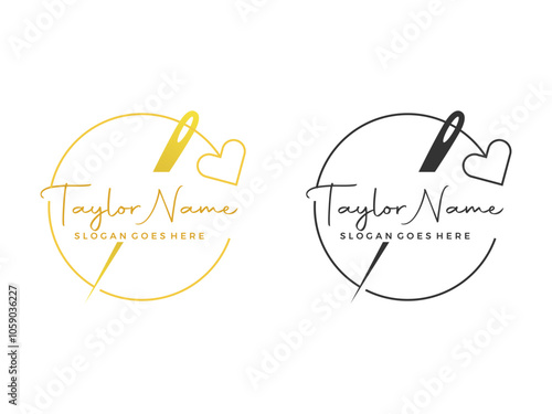 sewing needle logo design vector on transparent background