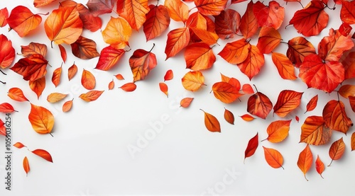 Orange Autumn Leaves on White Background