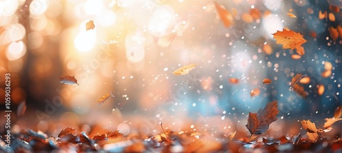 Autumn Leaves Falling in Sunlight