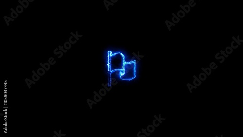 neon simple flag image icon on black background, national flag .