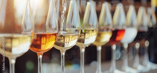 Wine Being Poured Into Glasses On Table