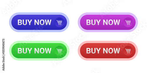 Colorful CTA buttons set with text: Buy now.