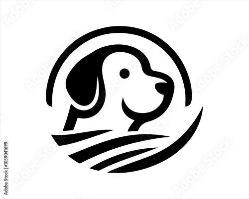 Dog head logo design template. Vector illustration. Simple silhouette. Flat style. Cartoon dog logo. Animal logotype concept. 