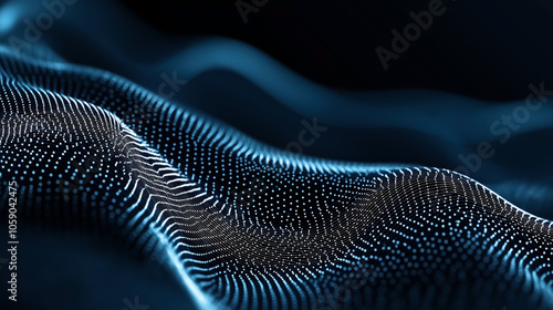 Wallpaper Mural Abstract digital landscape with blue dots and lines forming a dynamic wave pattern on a dark background, representing data flow or connectivity. Torontodigital.ca