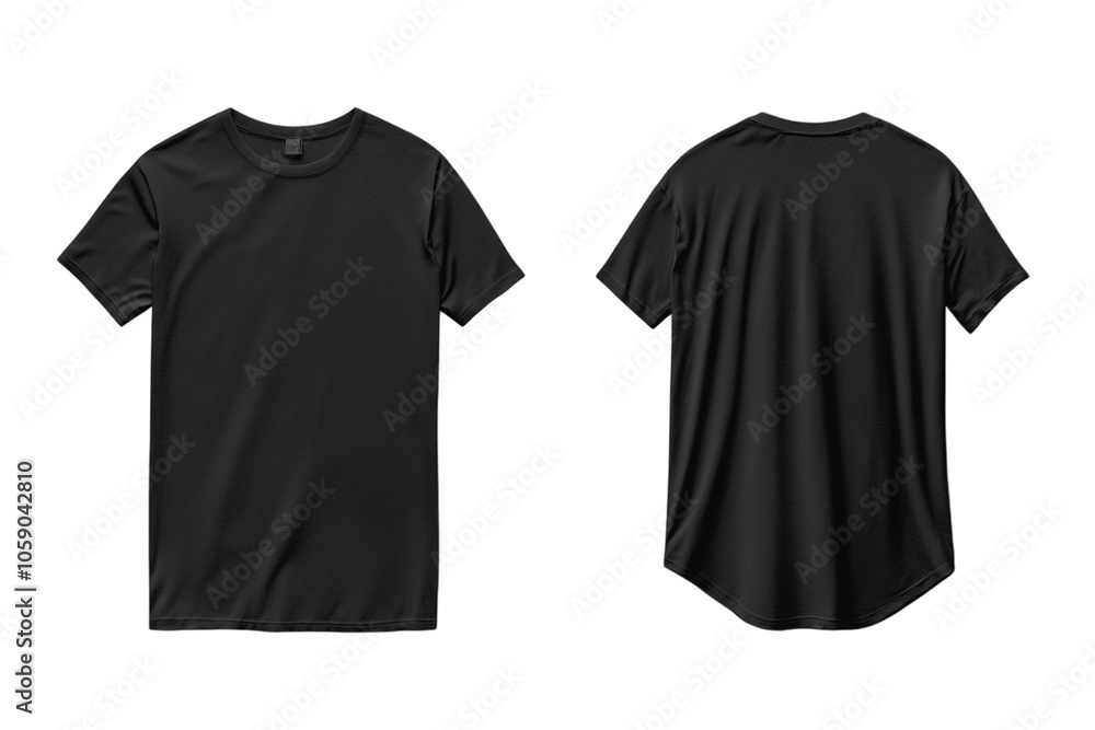 Black Asymmetric T-shirt Mockup (Front and Back) Isolated on Transparent. PNG Black Asymmetric T-shirt Mockup (Front and Back) Isolated on Transparent. PNG