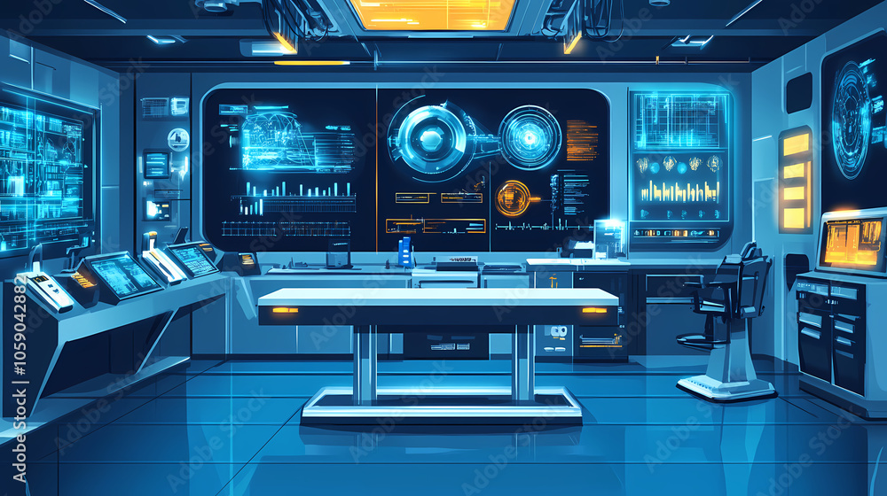 Technology laboratory. Sci-Fi Laboratory. Illustration Technology laboratory. Sci-Fi Laboratory. Illustration