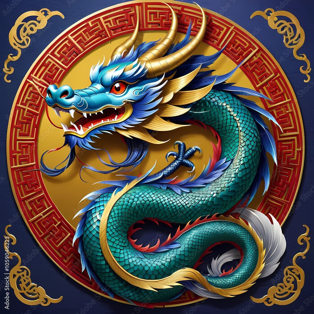 A charming Chinese dragon zodiac, symbolizing eternity, fortune, and renewal in Chinese culture A charming Chinese dragon zodiac, symbolizing eternity, fortune, and renewal in Chinese culture