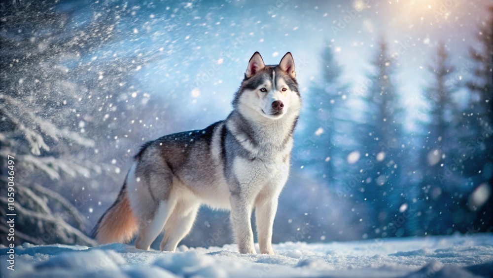 husky in winter