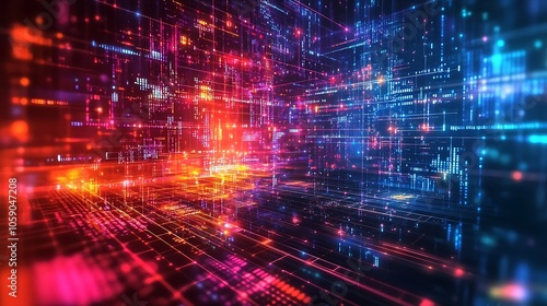 Wallpaper Mural High-tech abstract background with vibrant lines for illustrating data science Torontodigital.ca