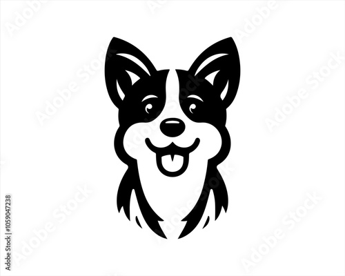 Dog head logo design template. Vector illustration. Simple silhouette. Flat style. Cartoon dog logo. Animal logotype concept. 