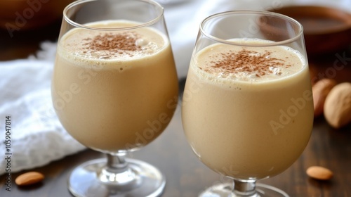 Creamy Almond Beverage in Elegant Glasses