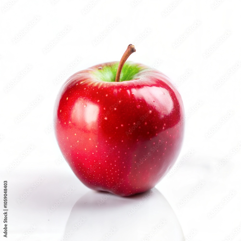 Red apple on a white background close-up, fresh and shiny, studio photography Red apple on a white background close-up, fresh and shiny, studio photography