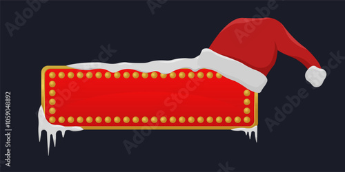 Red christmas CTA button with snow and Santa's hat template.