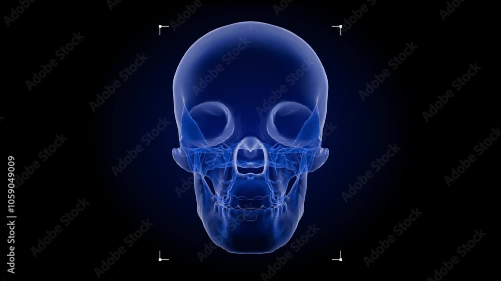 High-Resolution 4K Video of Human Skull X-Ray with Scanning Paths for Medical Diagnostics and Abnormality Detection High-Resolution 4K Video of Human Skull X-Ray with Scanning Paths for Medical Diagnostics and Abnormality Detection