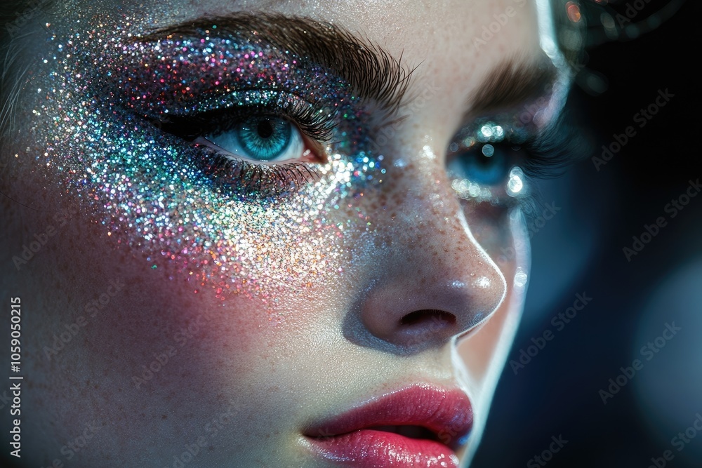 Fototapeta premium Glittering makeup artist showing creative makeup art