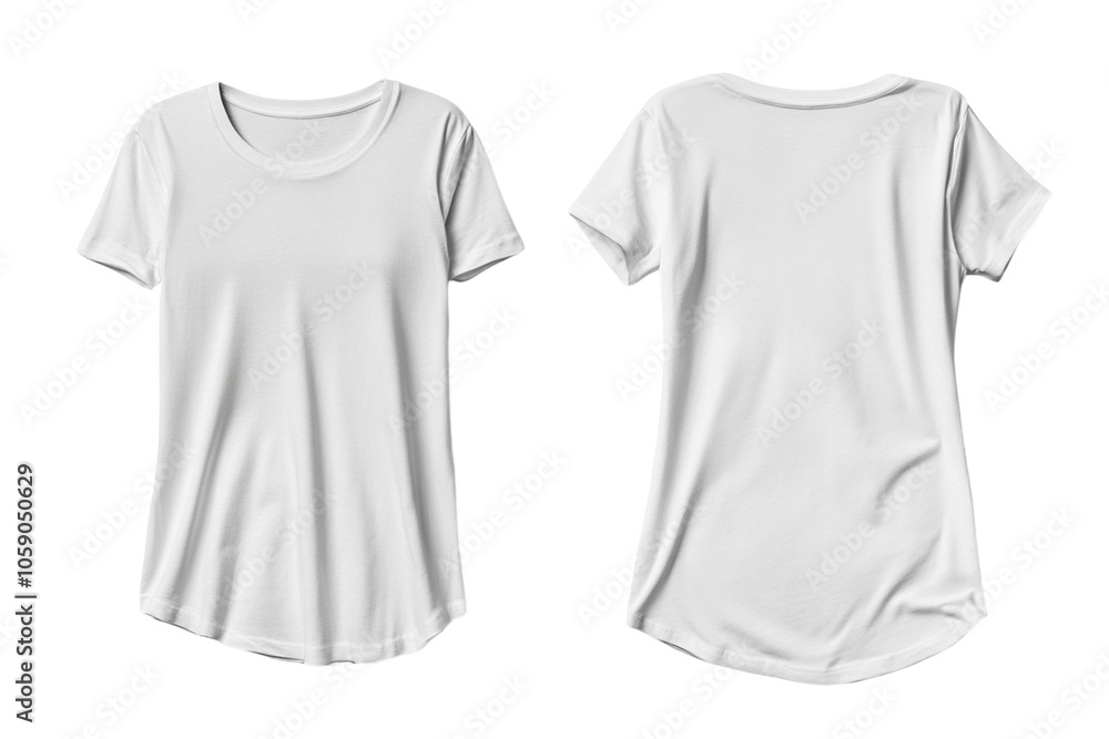 White Longline T-shirt Mockup (Front and Back) Isolated on Transparent. PNG White Longline T-shirt Mockup (Front and Back) Isolated on Transparent. PNG