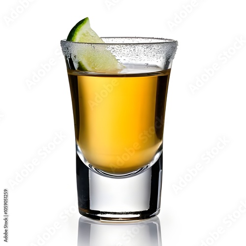 Tequila shot on a white background