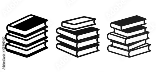 Vector Isolated Books Black and White Icon