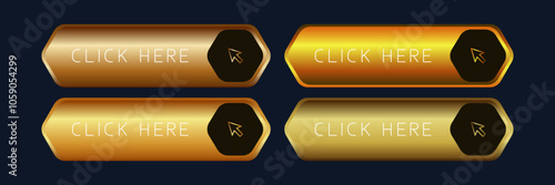 Golden CTA buttons set.
