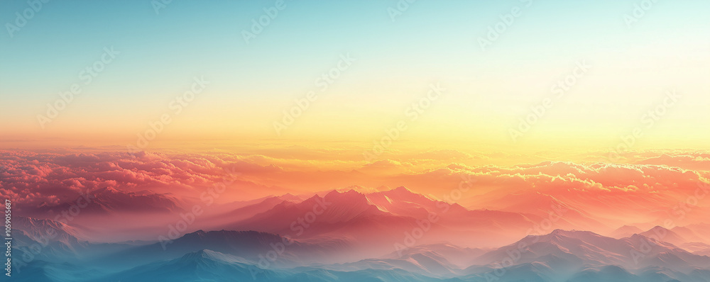 A clean gradient transitioning from light yellow to pale blue as a sky under the mountains A clean gradient transitioning from light yellow to pale blue as a sky under the mountains