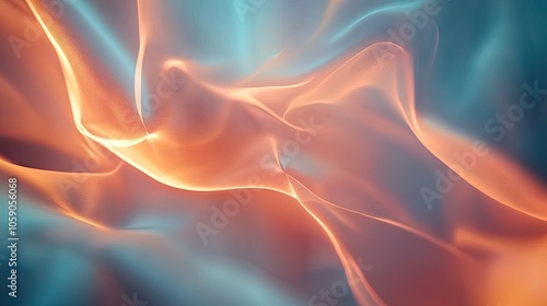 Abstract background with a soft and ethereal feel, featuring flowing lines of light in shades of blue and orange.