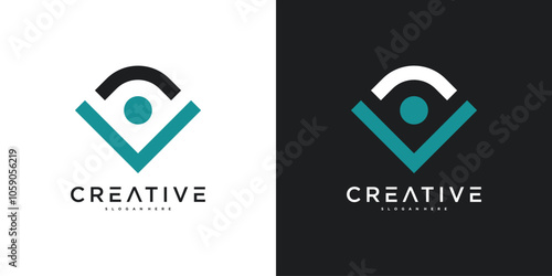 Human logo design with simple shapes. Premium Vector