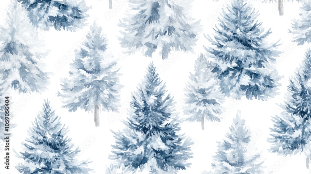 Obraz premium Seamless pattern with watercolor Christmas trees.