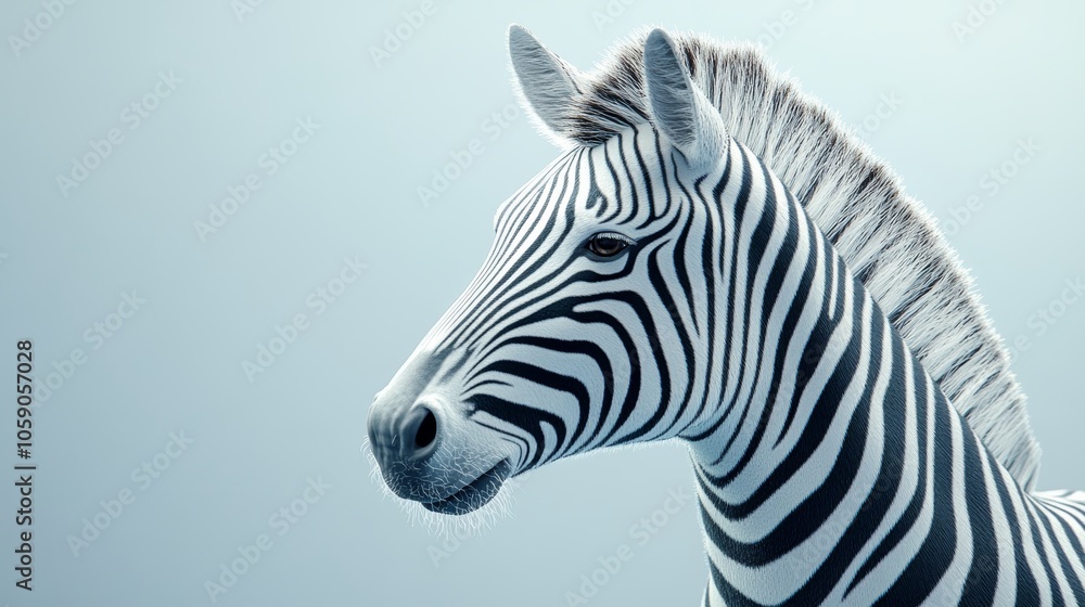 A zebra with a white face and black stripes A zebra with a white face and black stripes