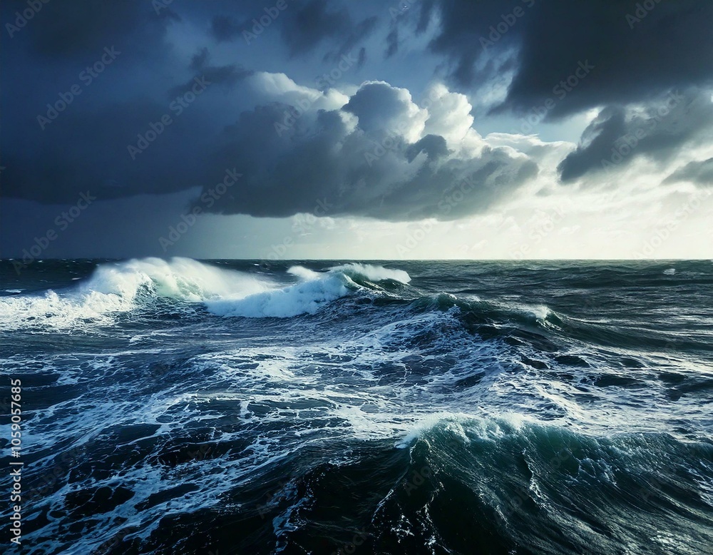 Stormy Sea with Dramatic Waves Stormy Sea with Dramatic Waves