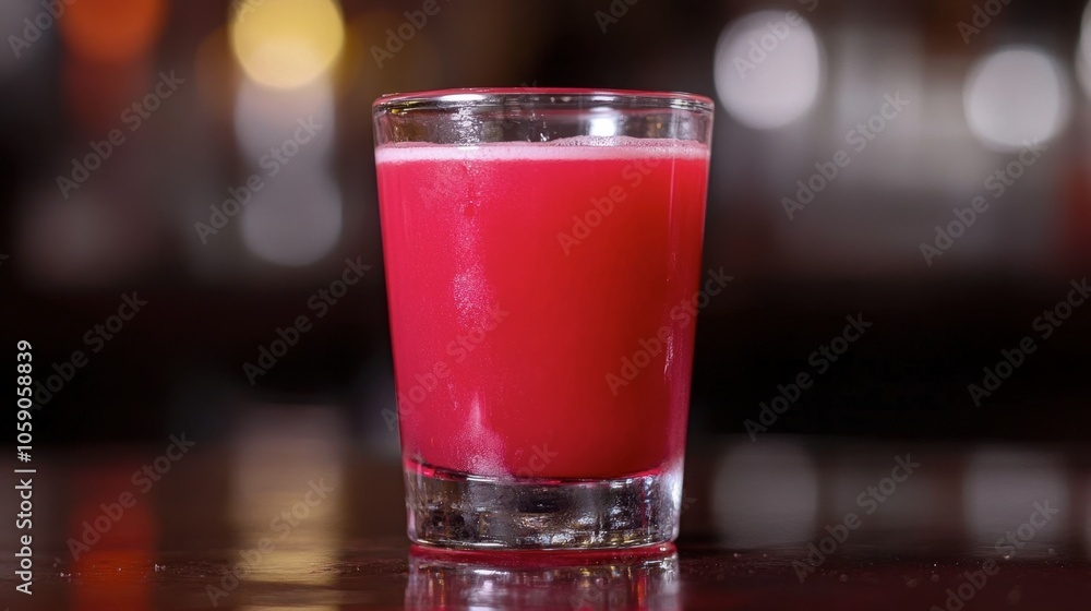 Vibrant Red Cocktail in a Glass on Wood Surface Vibrant Red Cocktail in a Glass on Wood Surface