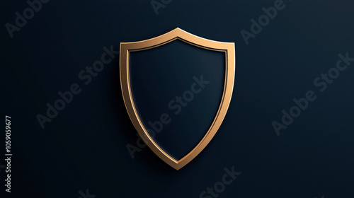 Gold and black shield emblem with a metallic border on a dark background, symbolizing protection and security.