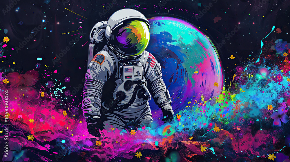 Astronaut in colorful space Astronaut in colorful space