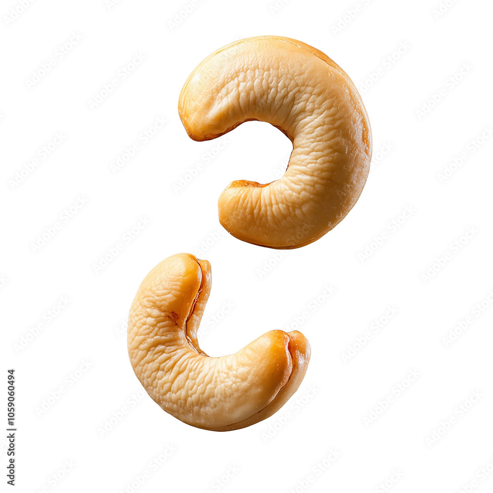 Two cashew nuts isolated on transparent background Two cashew nuts isolated on transparent background