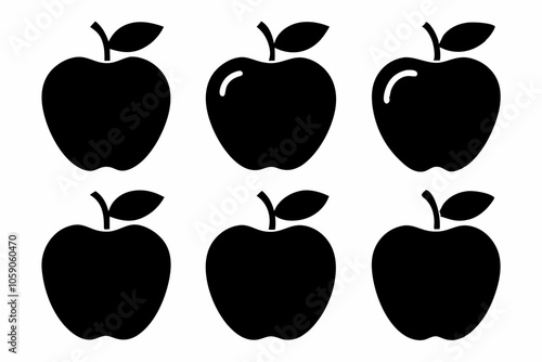 Apple silhouette vector set, apple icon bundle	
