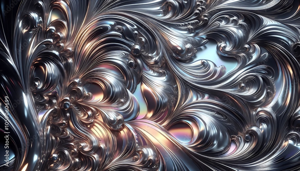 Reflective metallic texture with elegant silver and iridescent highlights,generative ai Reflective metallic texture with elegant silver and iridescent highlights,generative ai