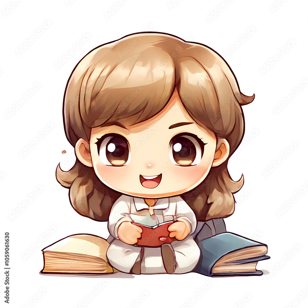 a sticker of a character isolated with face expression a sticker of a character isolated with face expression