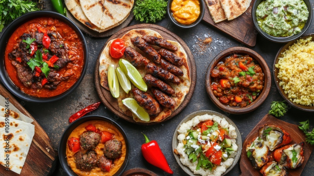 Assorted middle eastern cuisine with grilled lamb and vegetables Cook Something Bold and Pungent Day Assorted middle eastern cuisine with grilled lamb and vegetables Cook Something Bold and Pungent Day